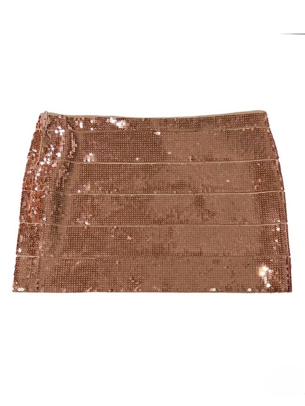 Haute Hippie Sequins Bandage Style Rose Gold Mini Skirt - Picture 5 of 9